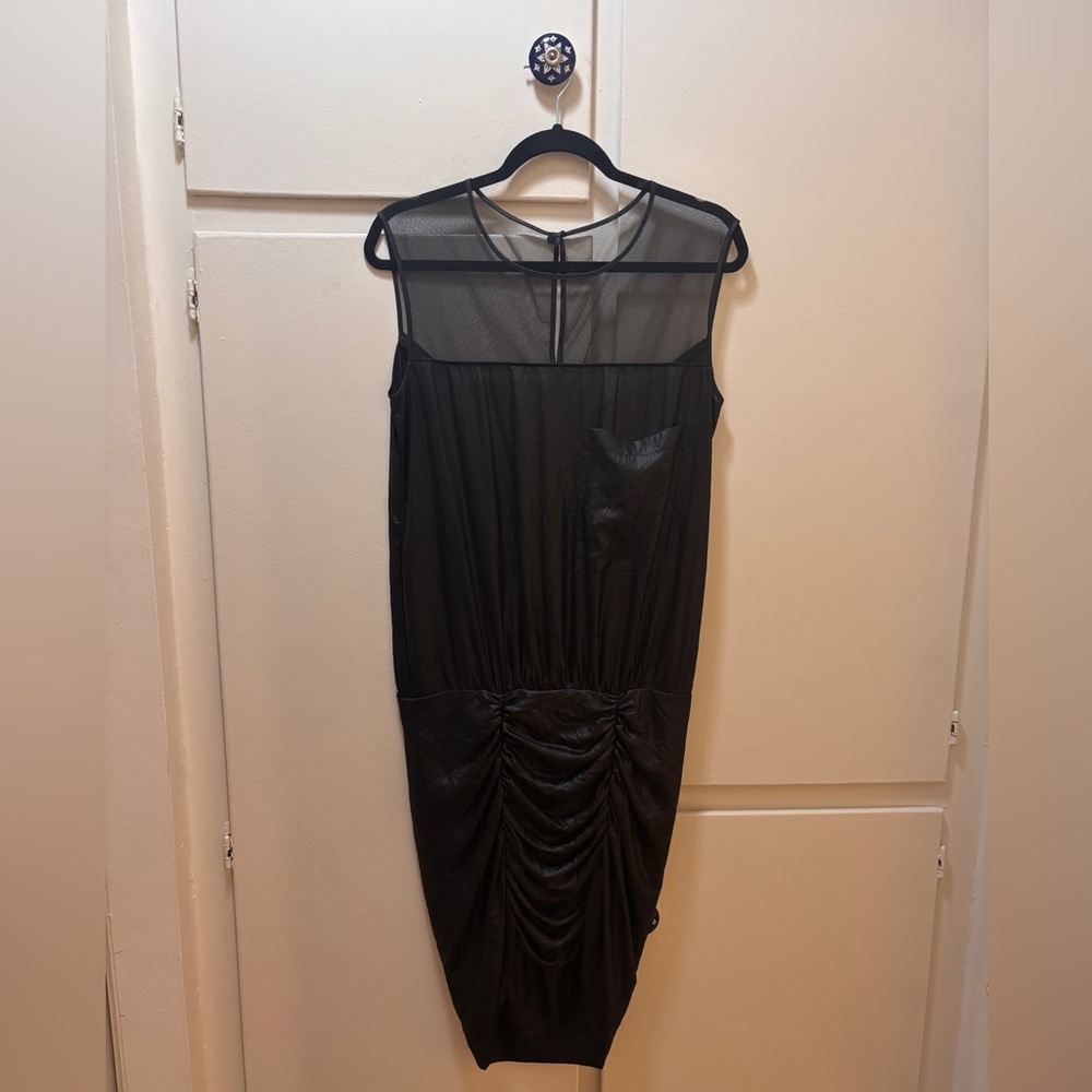 BCBGMaxAzria Black Mesh Midi Dress